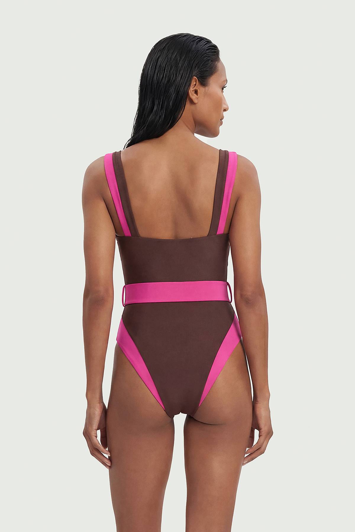 KarenMillen Maillot de bain taille haute à garniture contrastée