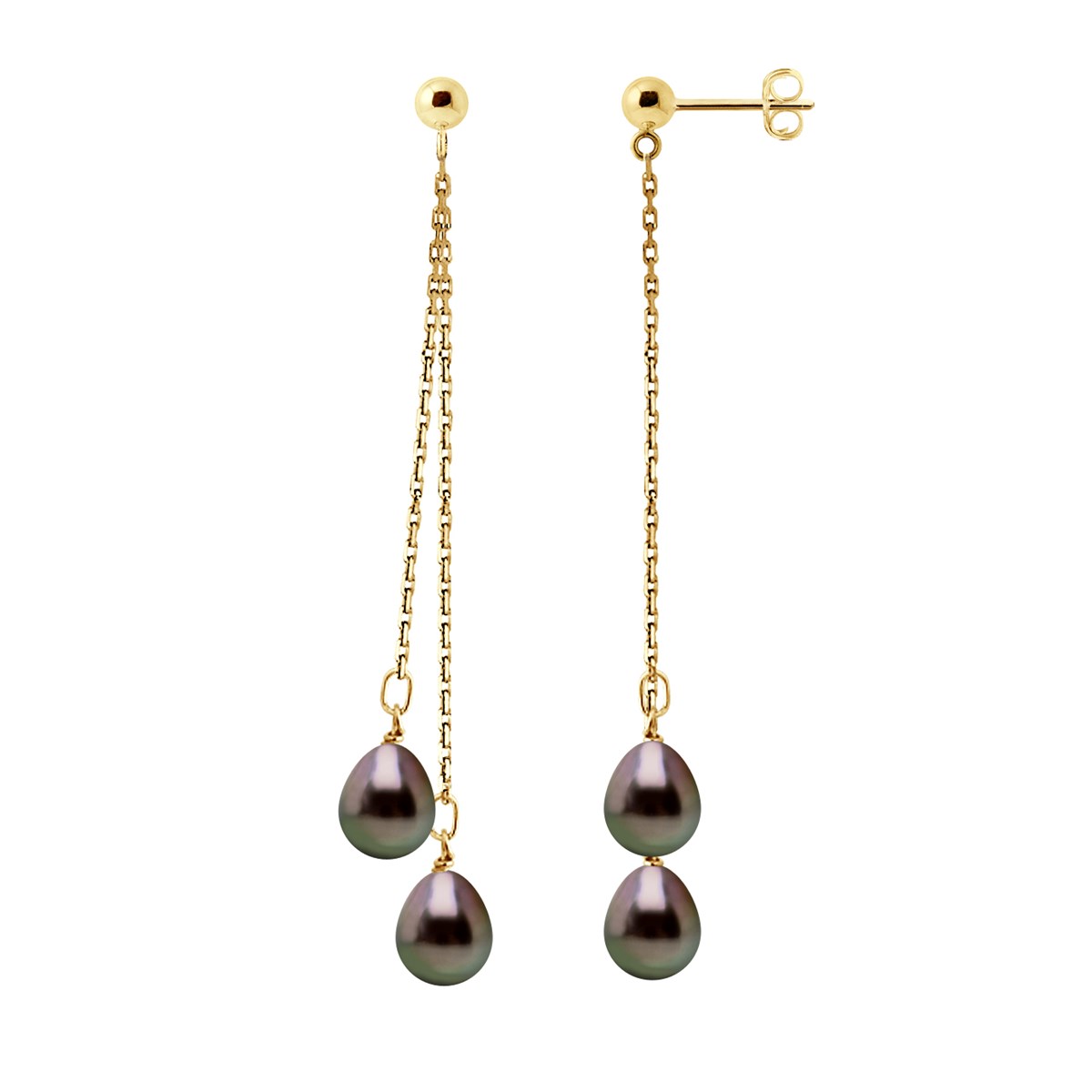 STELLA - Boucles d'Oreilles Perles de Tahiti 7-8 mm Or Jaune