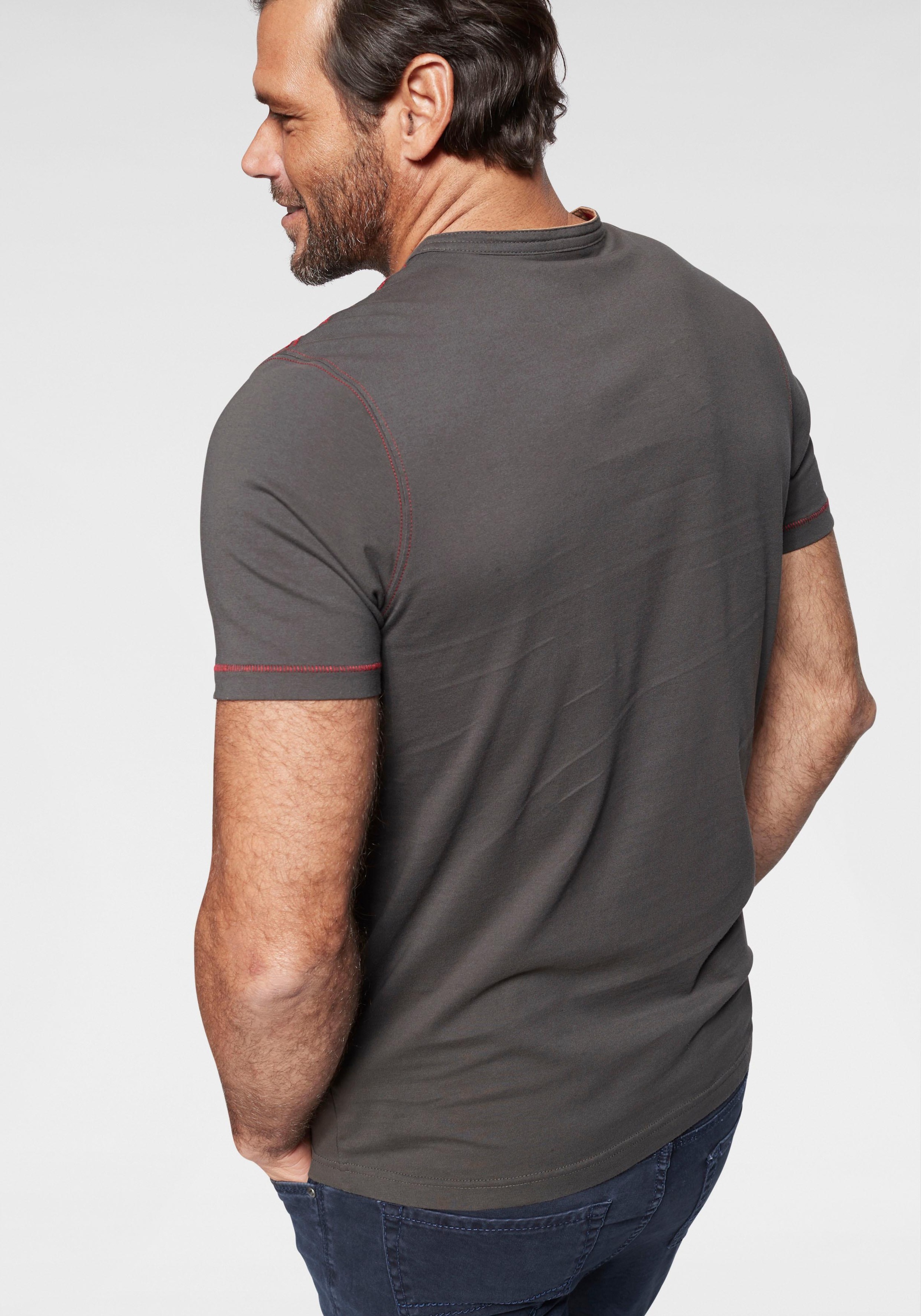 Man's World Henleyshirt , Kurzarm,  lässige Passform,  bedruckt,  Rundhals,  casual