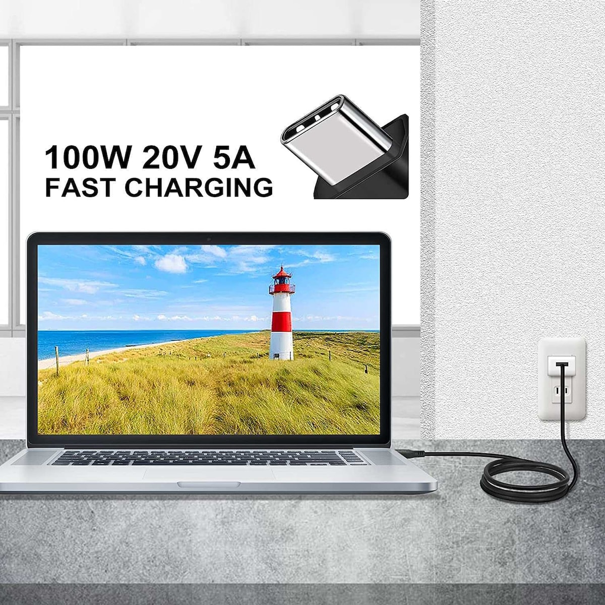 USB IF-sertifisert 1m USB3.2 Gen2 SuperSpeed ​​​​USB 10Gbps USB-C til C-kabel med strømforsyning 100W, 4K60Hz video og Emarker