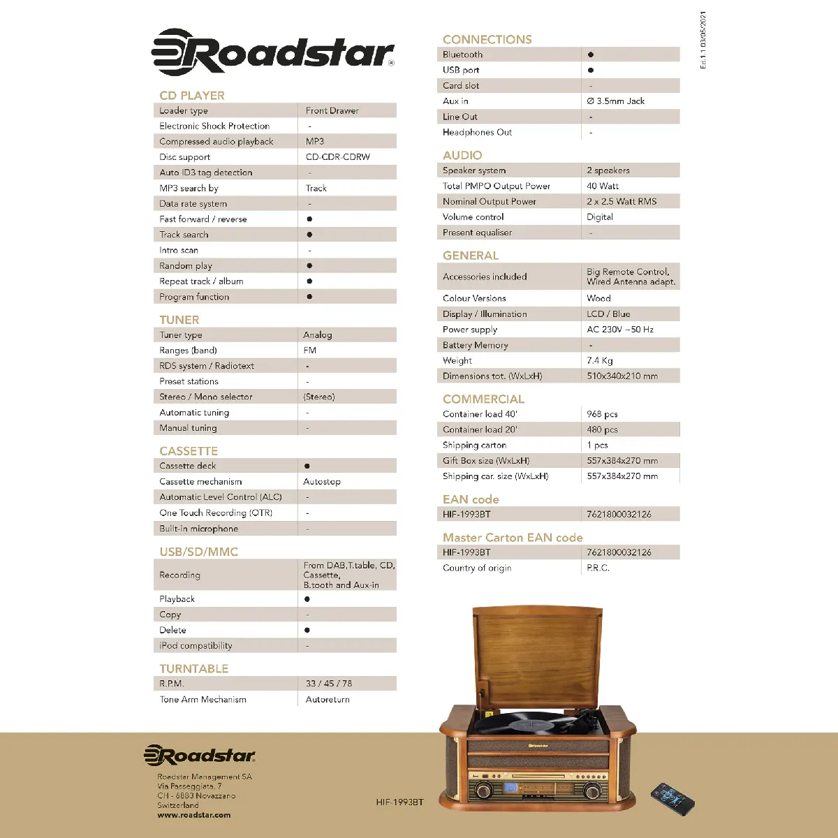 Roadstar HIF-1993BT