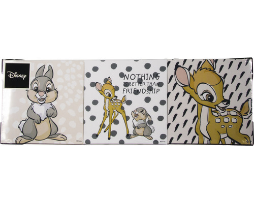 Canvas schilderij Disney Bambi Echte Vriend set van 3 3x 30x30 cm