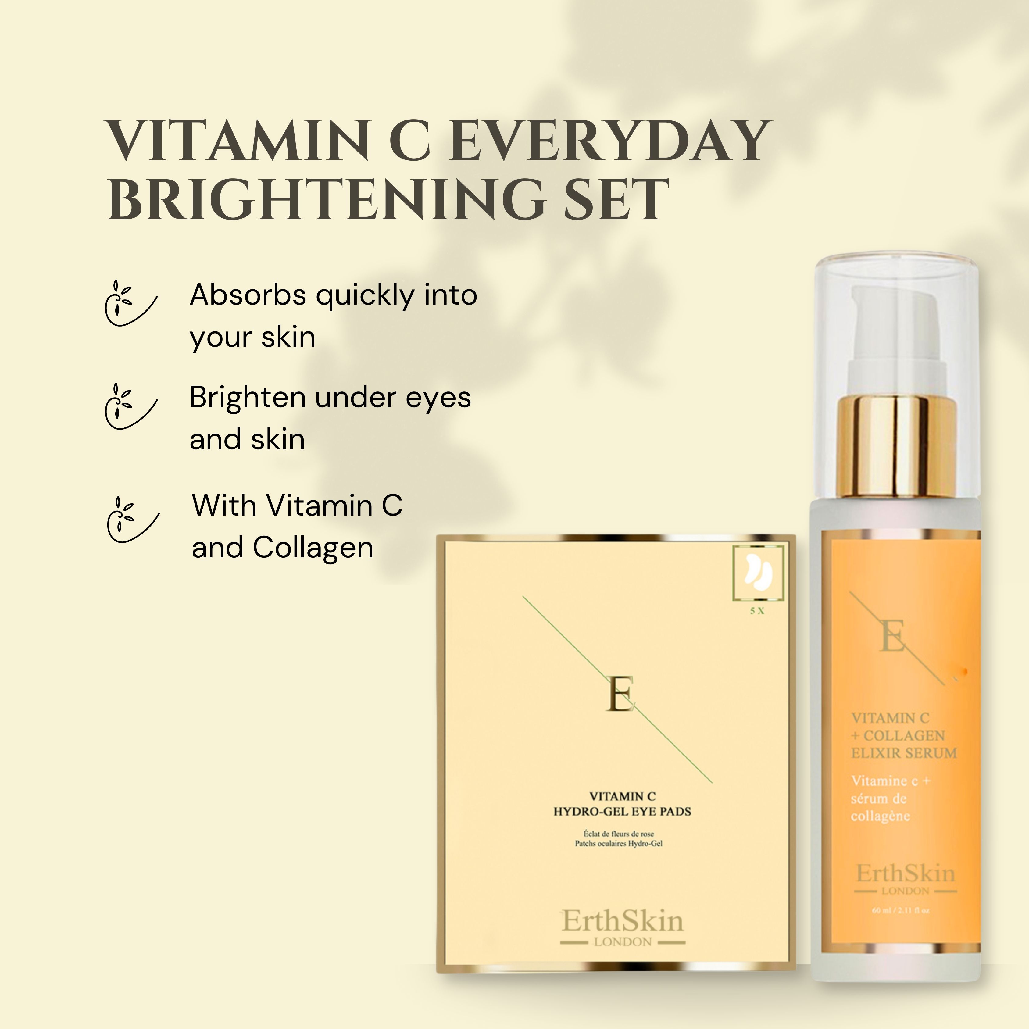 Erth skin london Vitamin C Serum + Augenpads Set