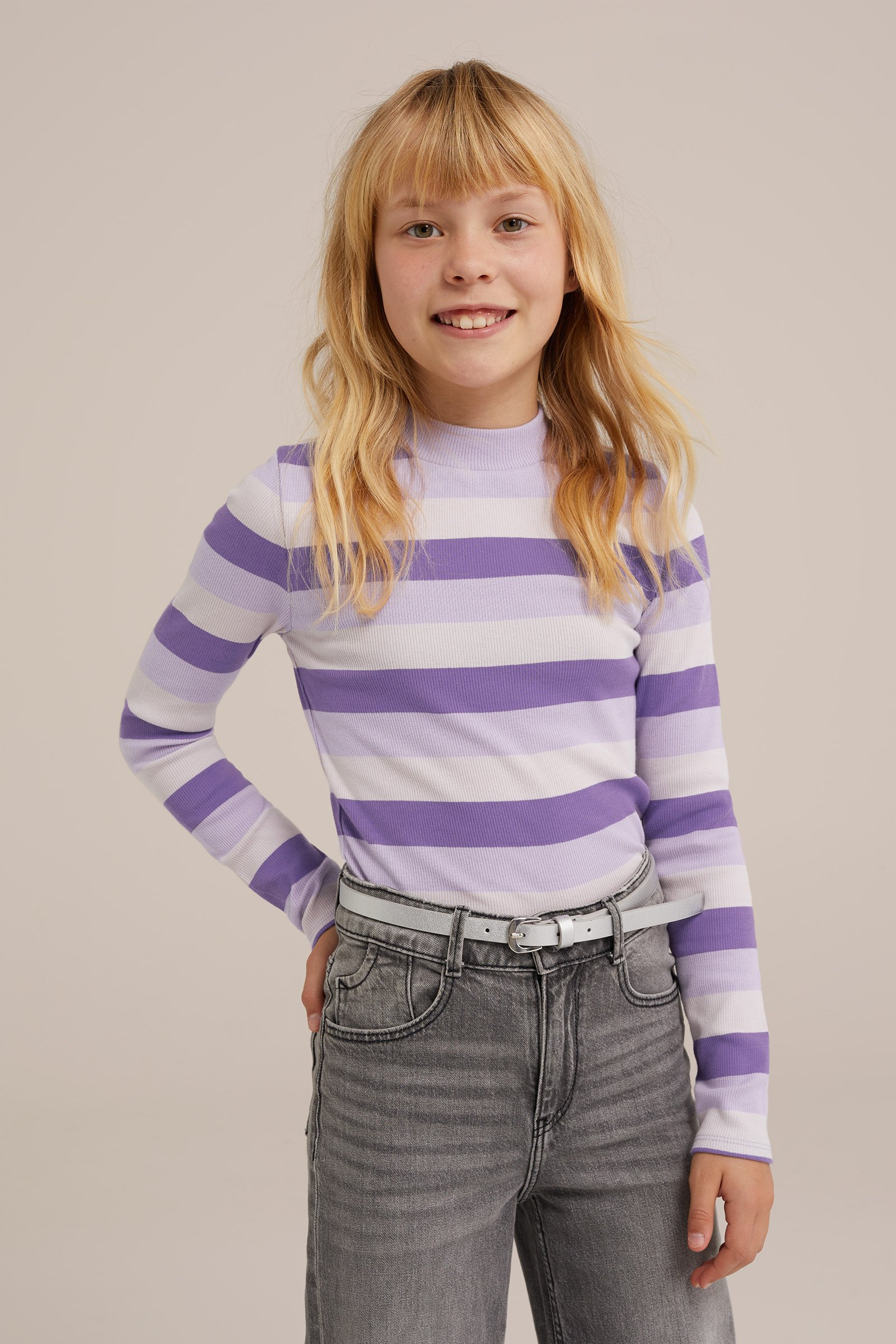 Meisjes T-shirt met dessin WE Fashion Lichtpaars