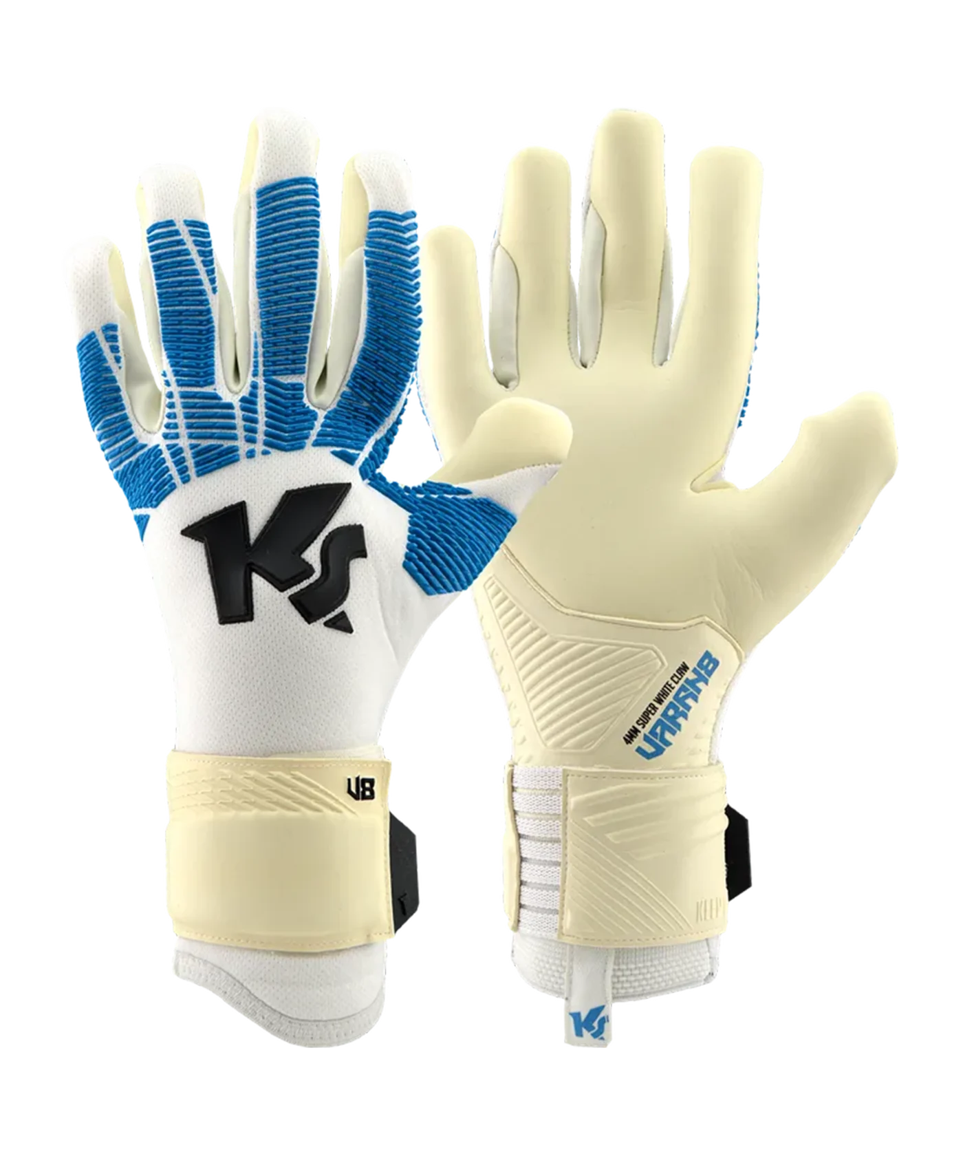 KEEPERsport Varan8 Champ Power NC TW-Handschuhe Weiss Blau F804