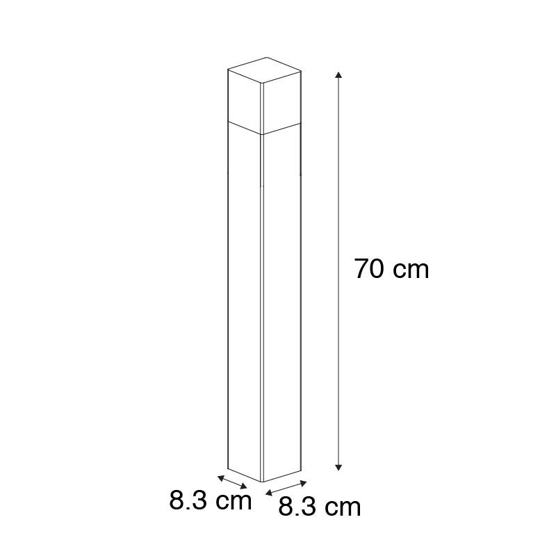 Buiten staande lamp, zwart, 70 cm, IP44 met gerookt glas - Denemarken