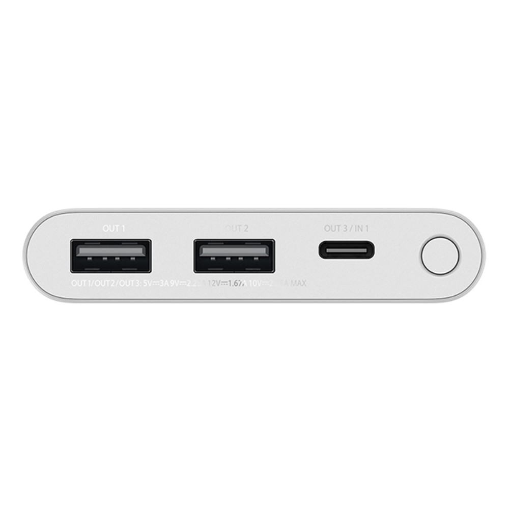 (22.5W) 10000mAh Dual USB A / USB C Powerbank PD Quick Charge 3.0   LED Anzeige - Silber
