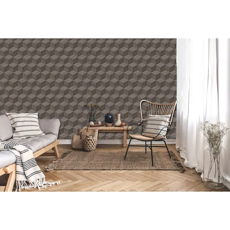 Dutch Wallcoverings Vliesbehang Renaissance natural cube - grijs - 10,05m x 53cm