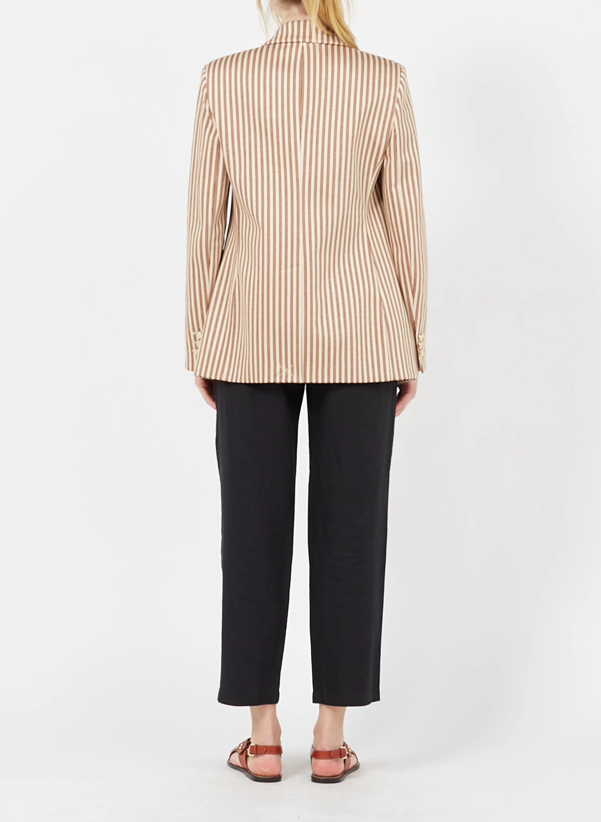 AFFABILE - Veste col tailleur rayée | Marron