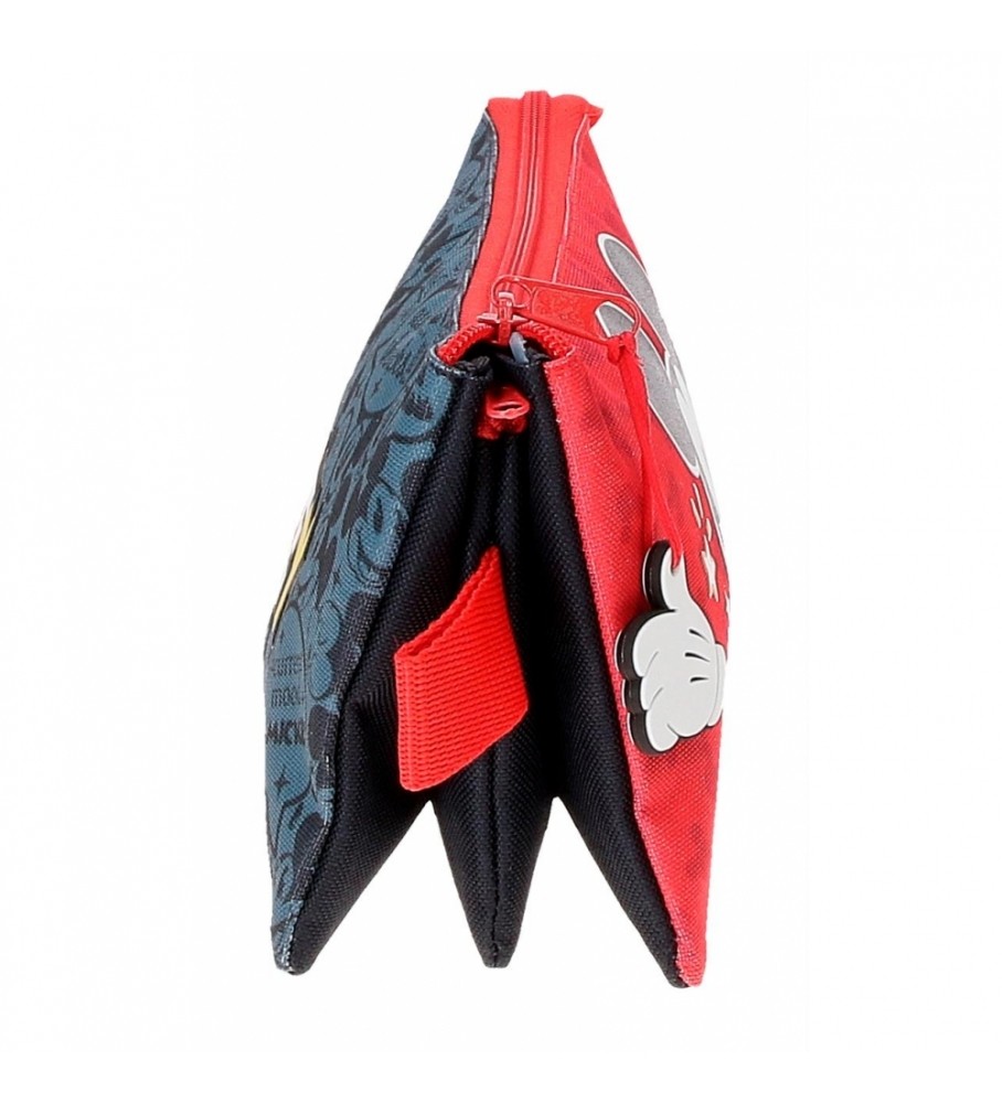 Estojo para lápis Joumma Bags Mickey Get Moving com três compartimentos, vermelho e azul - 22x12x5cm -