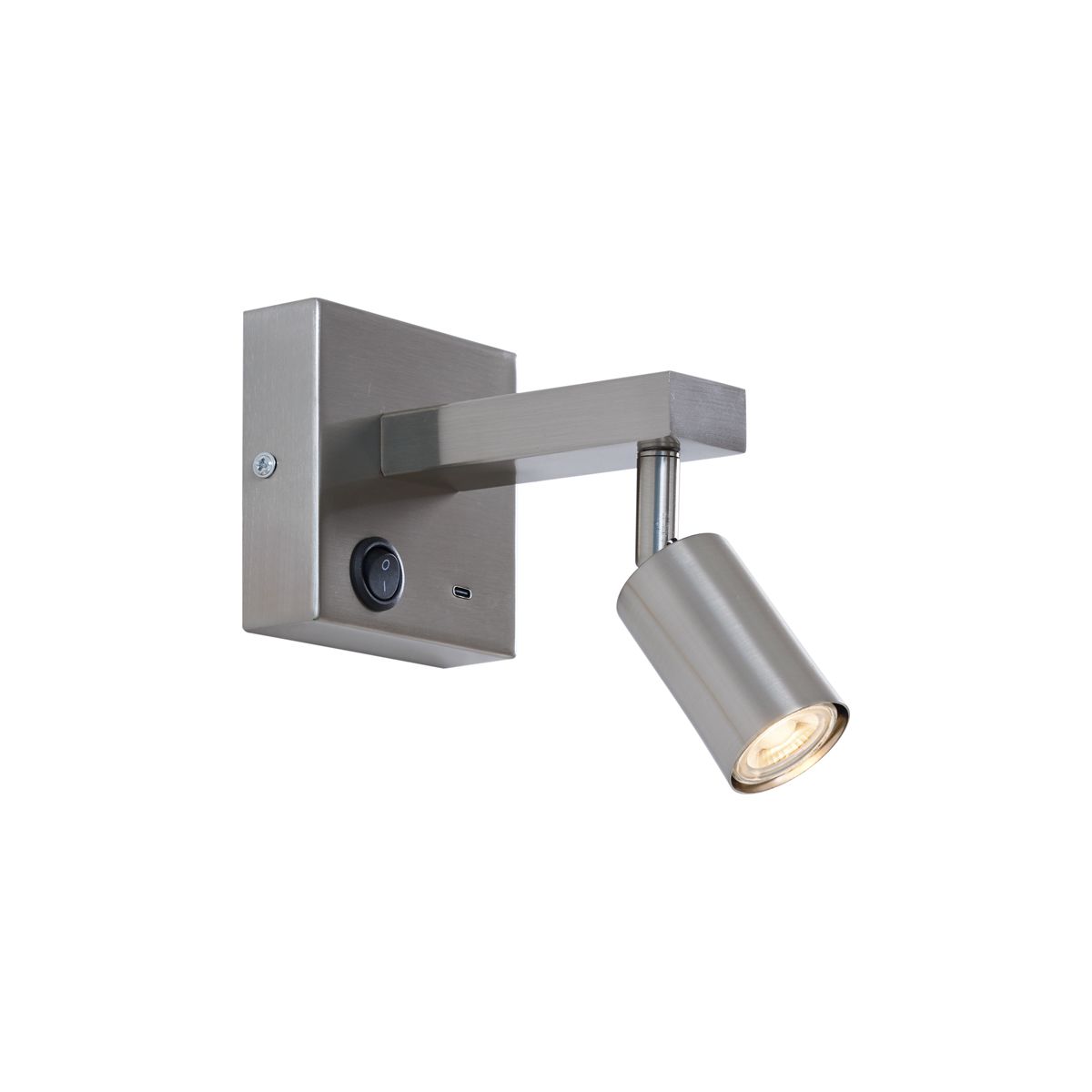 Moderne wandlamp staal met USB-C kantelbaar - Rex
