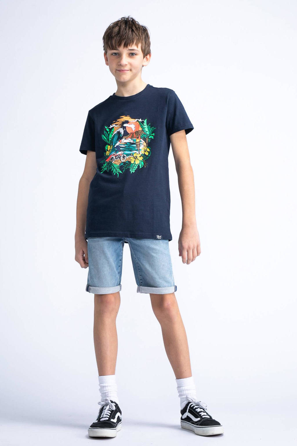 Petrol Industries T-shirt met printopdruk navy