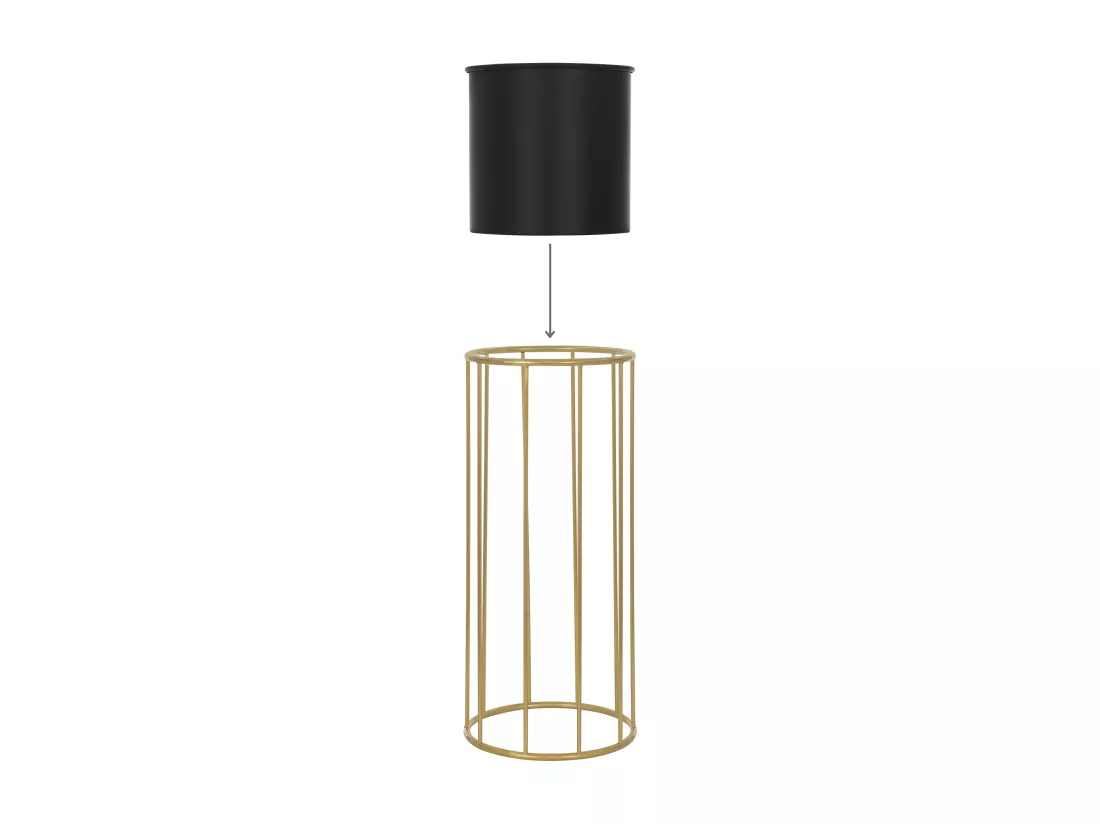 ML-Design Support pour fleurs, set de 2, noir-or, 21x46,7/24x70,5 cm, rond, acier, support pour pots de fleurs avec cache-pot, support pour plantes en métal, support pour pots de fleurs 2 pièces, pot de plantes Deko Colonne pour fleurs Tabouret pour