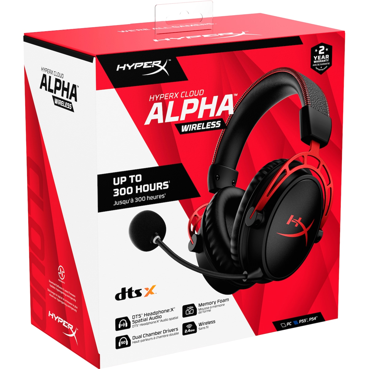 HyperX Cloud Alpha trådløst gaming headset (rød/sort)