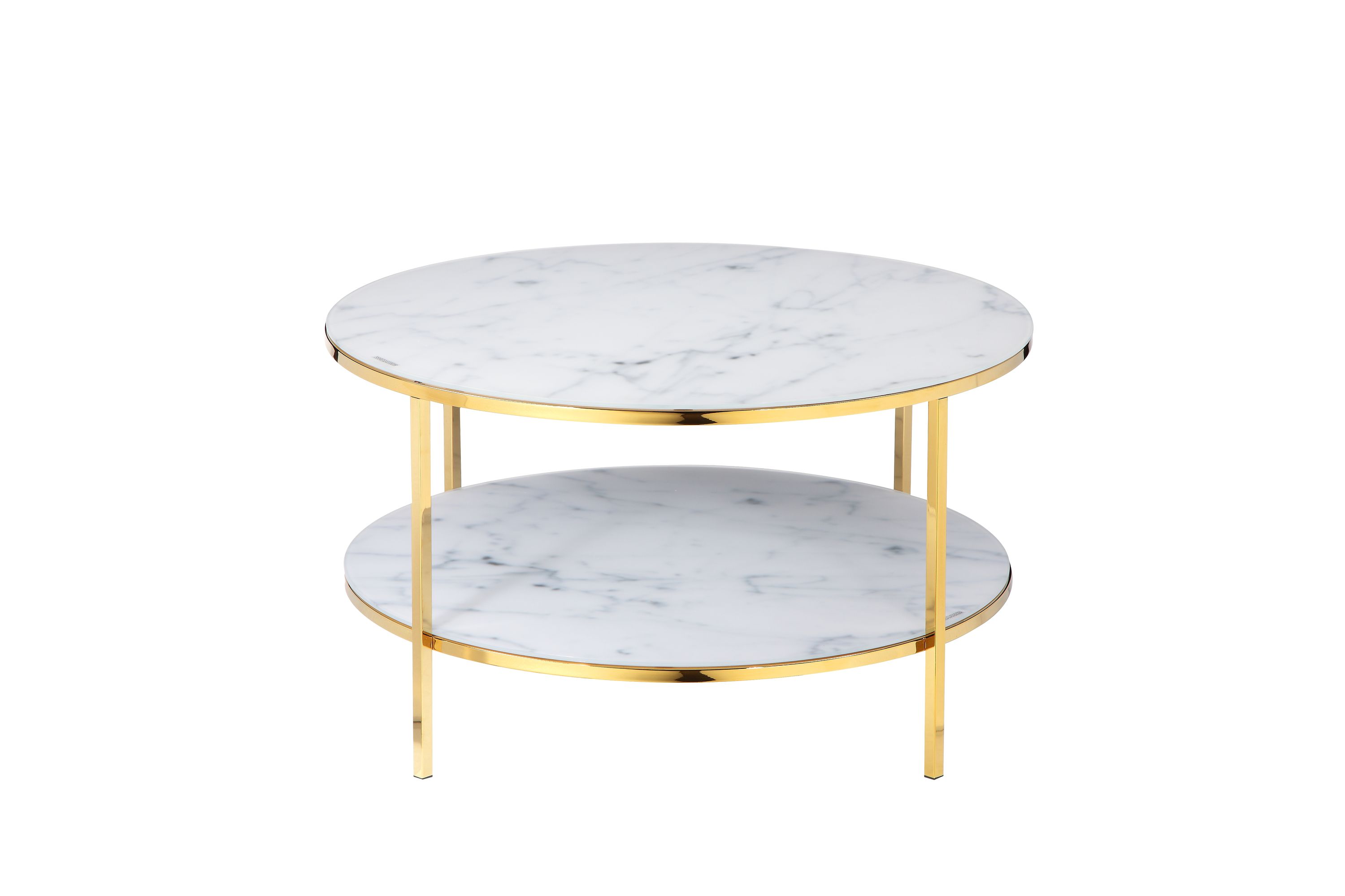 Couchtisch Ø80cm Marmor Optik Glastisch Sofatisch Beistelltisch Wohnzimmer Tisch
