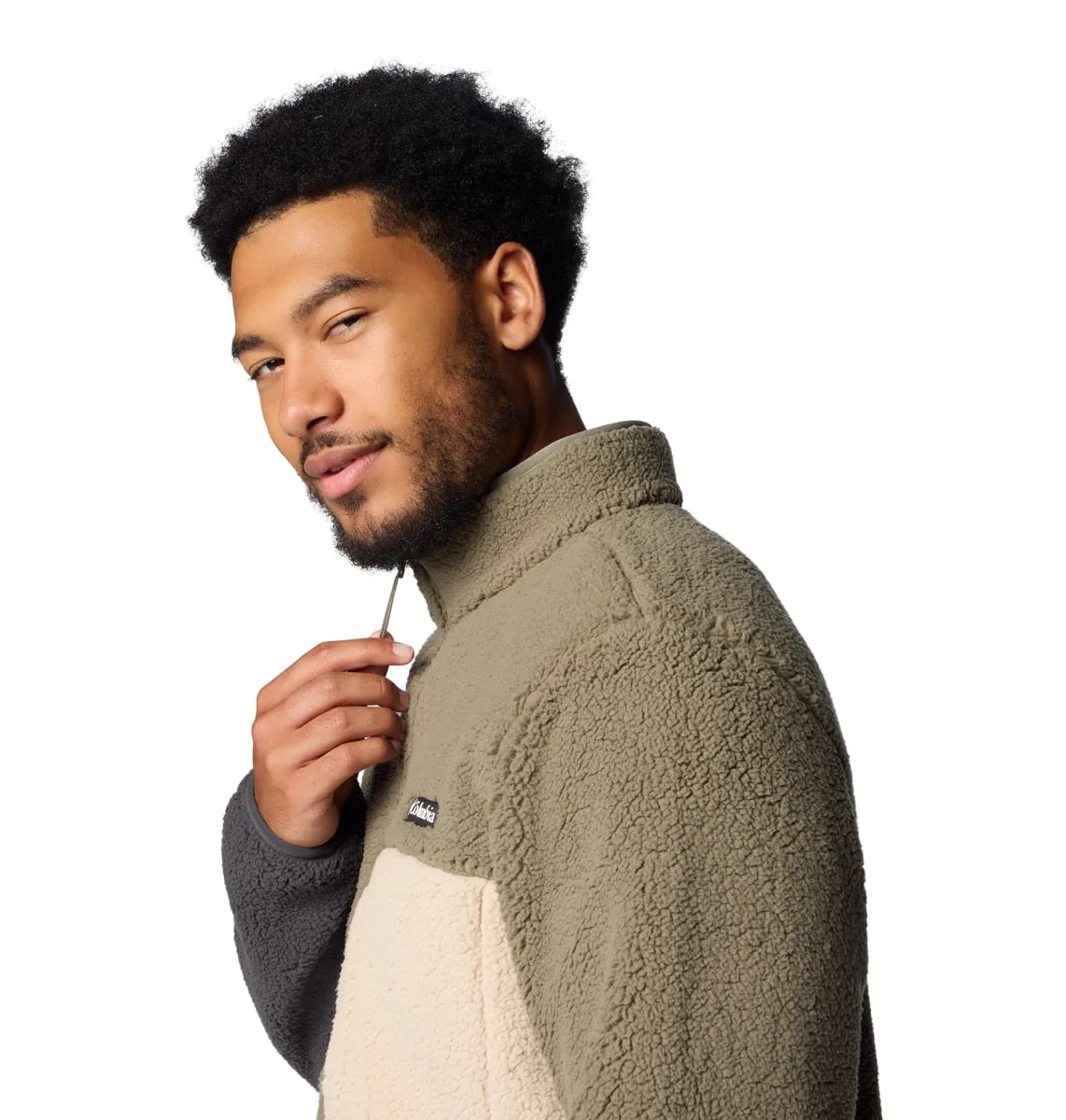 Columbia Men's Mountainside Heavyweight Sherpa Fleece Stone Green, Shark, Ancient Fossil