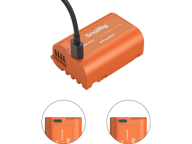 Smallrig Digitalkamera-Akku DMW-BLK22 USB-C Orange USB-C aufladbarer Kamera-Akku
