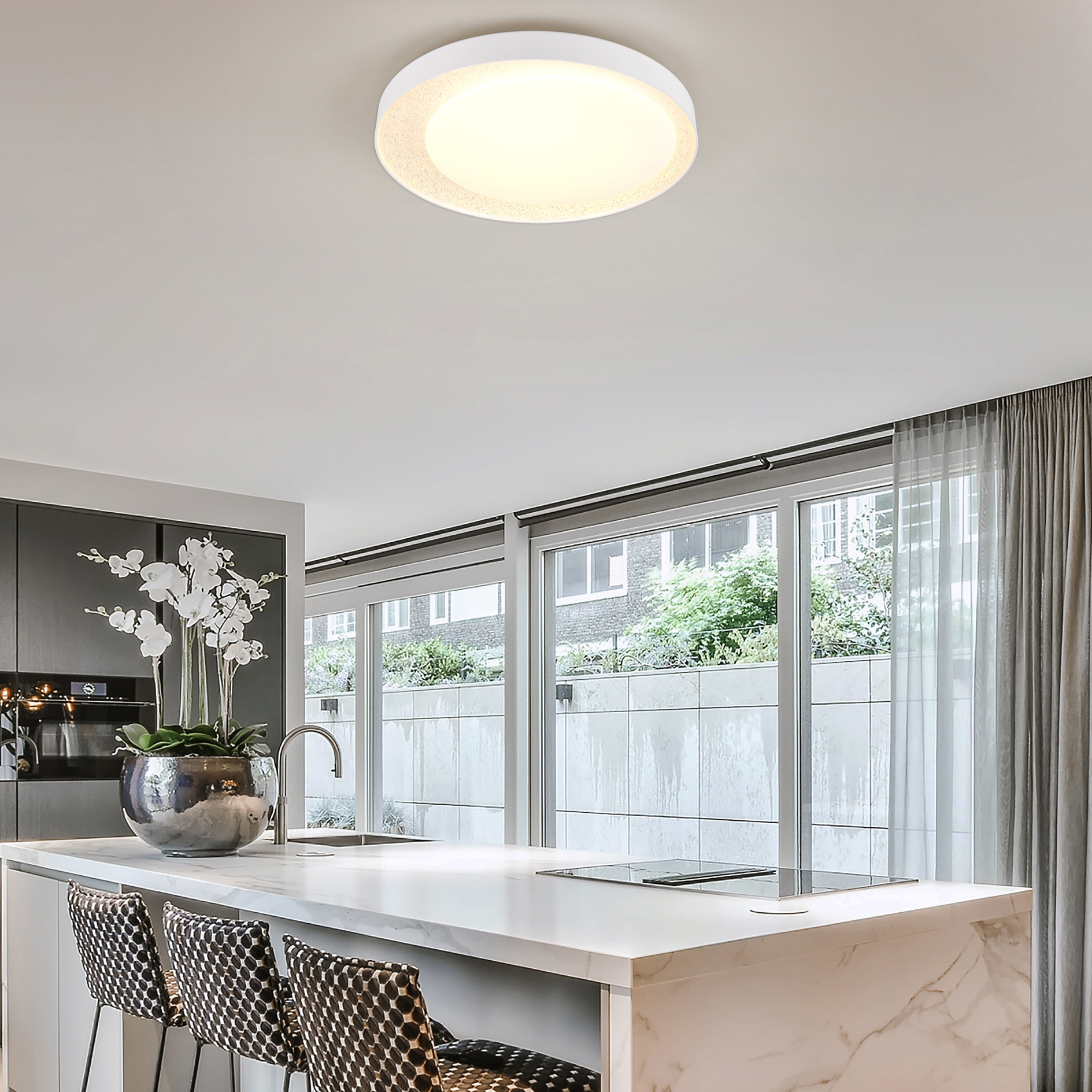 LED-Deckenleuchte - weiß - mit Fernbedienung
