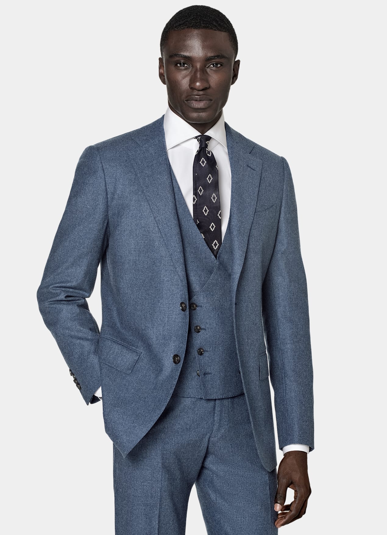 Costume Lazio coupe Tailored bleu moyen