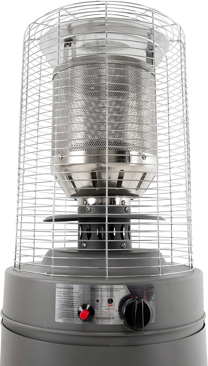Heidenfeld Gasheizstrahler Inferno GH200, Terrassenheizer, stufenlos bis 10 kW, Piezo-Zündung (Schiefergrau )