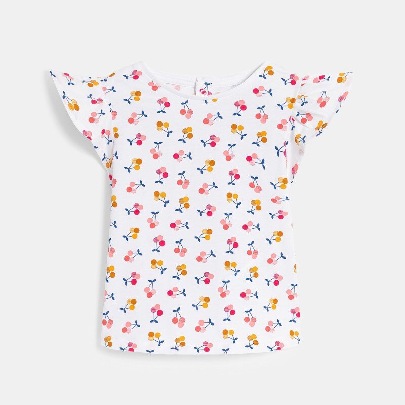 T-shirt fleuri blanc bébé fille Gris ou noir