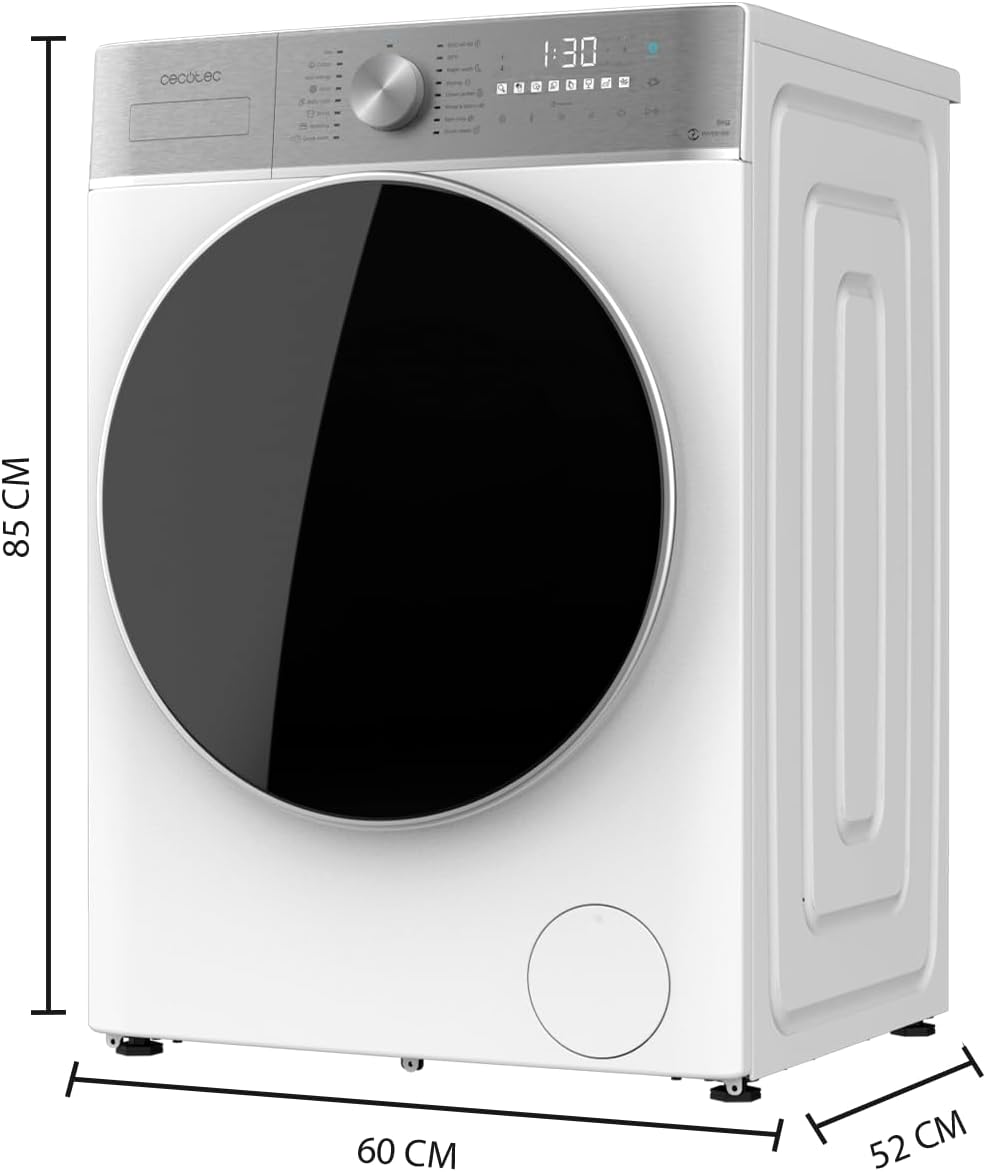 Cecotec Waschmaschine Trockner 8-5Kg Frontlader Bolero Wash&Dry 8580 Inverter A. 1400 U/MIN, 16 Programme, Inverter Plus Motor, SteamMax, OnSmart, Fuzzy Logic, SpaCare und Lastsensor