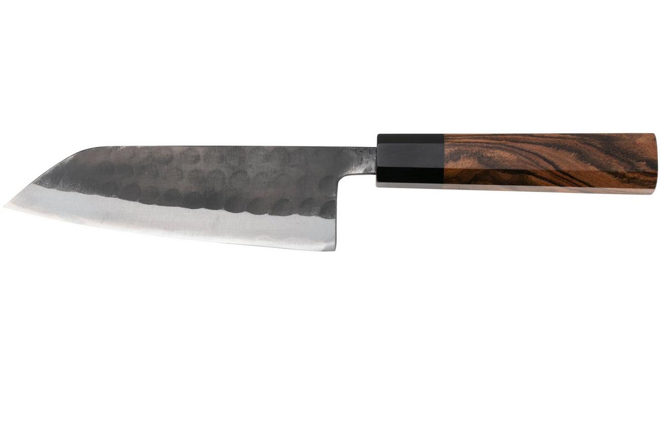Munetoshi Black Hammer-Tone Small Santoku, klein santokumes 13.5 cm