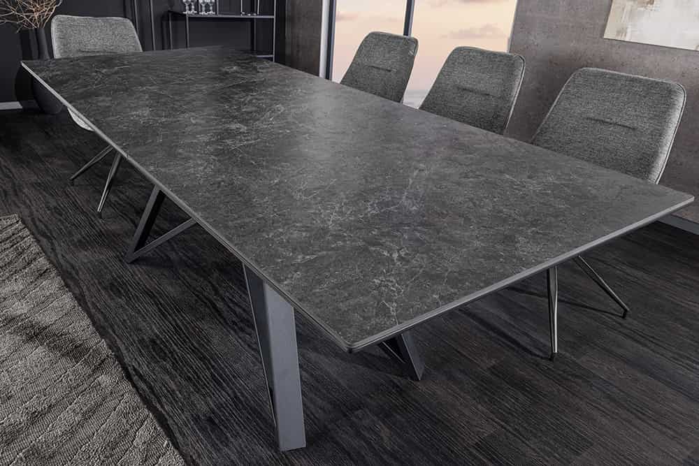 Ausziehbarer Esstisch ATLAS 160-200cm graphit grau Keramik schwarz Metall