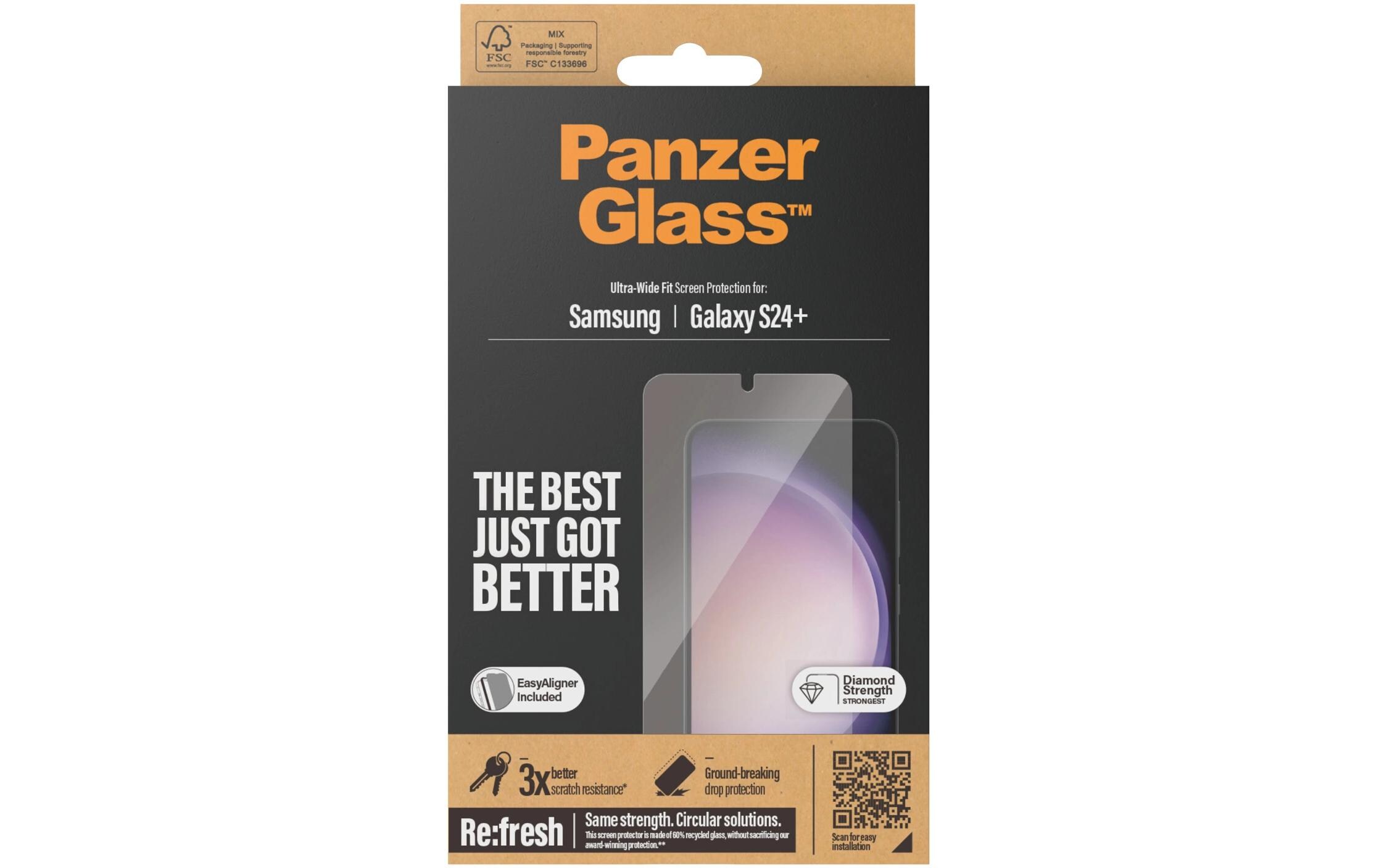 Displayschutz Ultra Wide Fit Galaxy S24+ mit ApplicatorDisplay-Schutzfolie für das Samsung Galaxy S24+ mit Montagehilfe