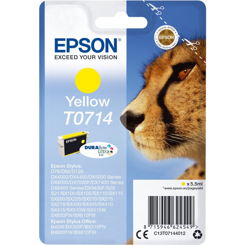 Epson Singlepack Yellow T0714 DURABrite Ultra Ink