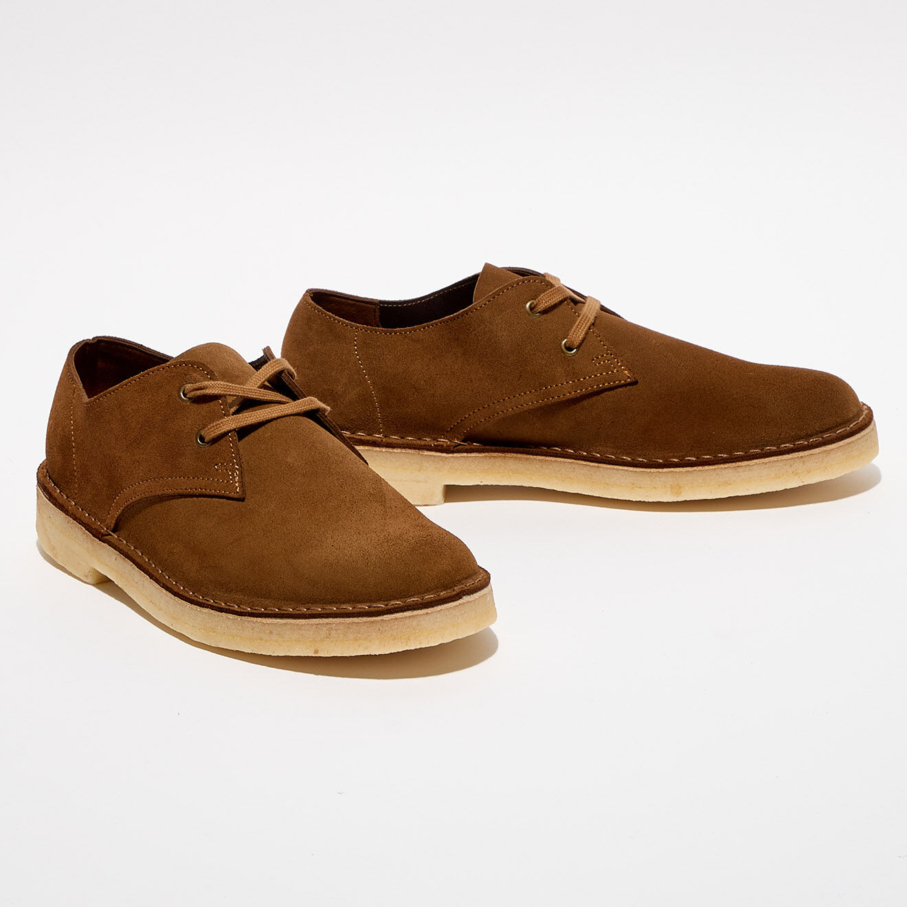 Clarks Originals Derbies en Velours de Cuir Desert Khan marron