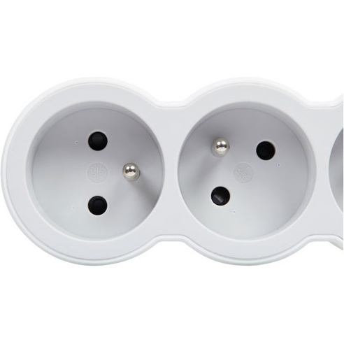 Rallonge multiprise extra-plate - 5 prises - 2P+T - cordon 1.5 m - blanc/gr