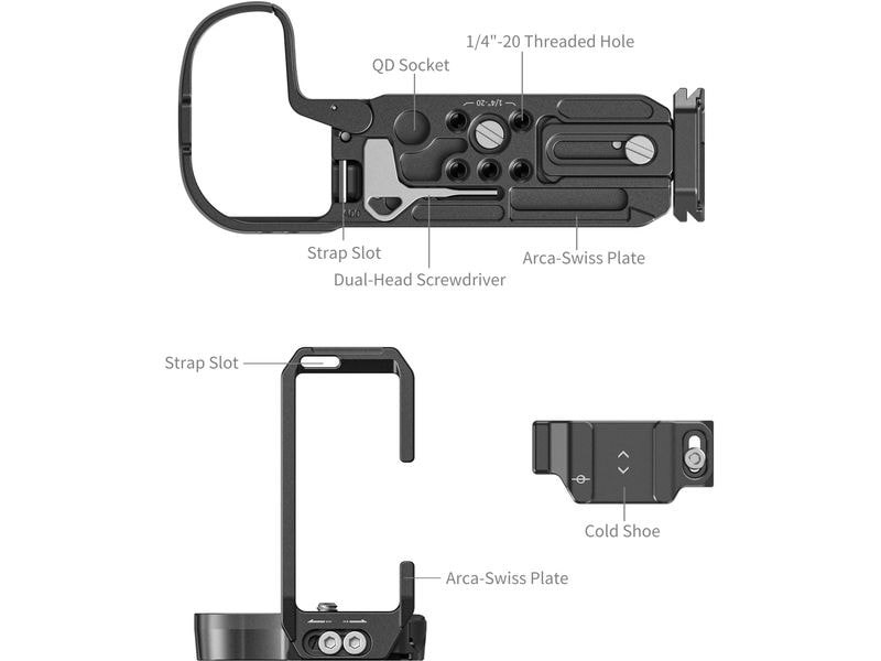 Smallrig L-Winkel Montageplatte für Canon EOS R5 Mark II Schützt die Kamera und bietet Anschlussmöglichkeiten
