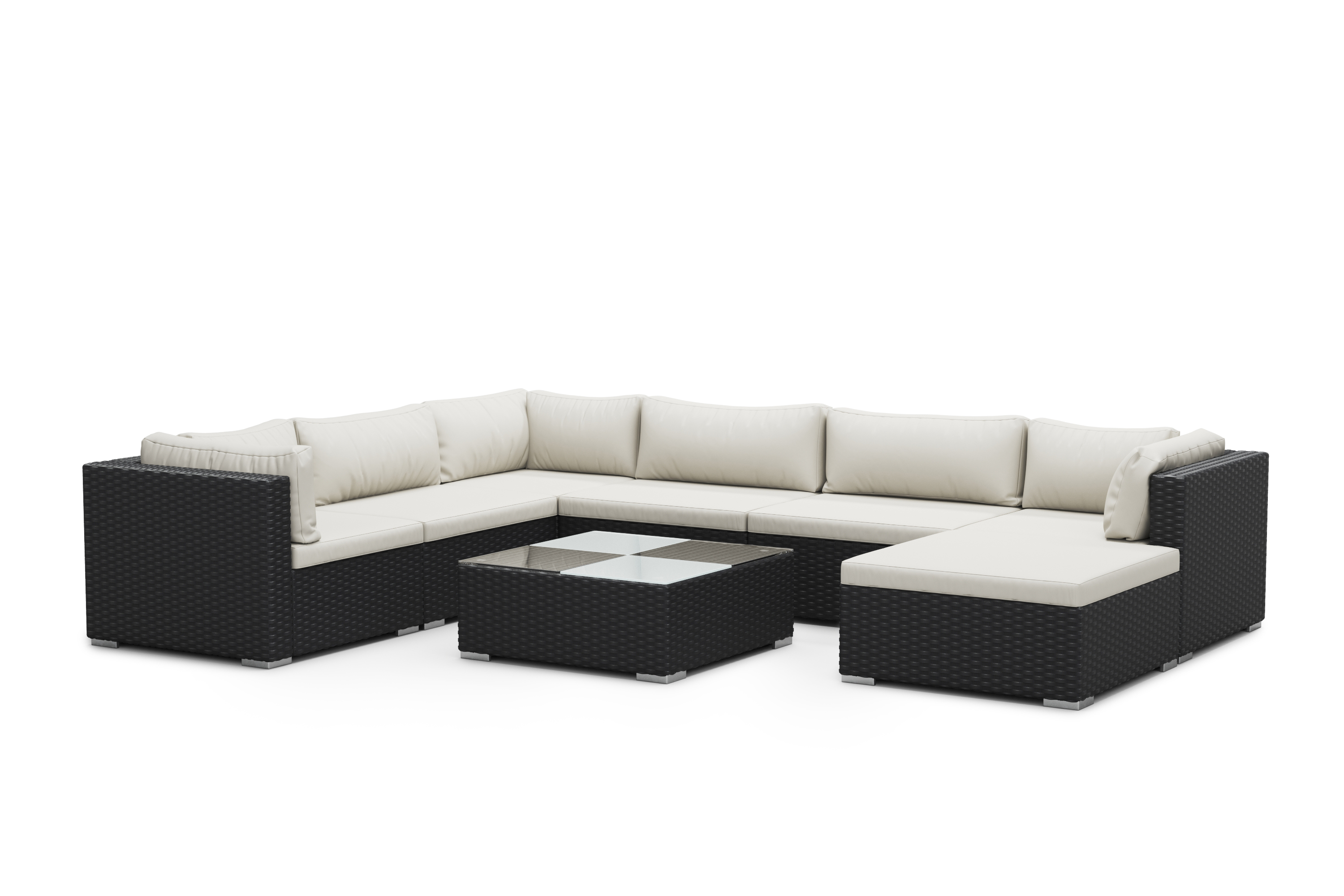 Rattanlounge NAXOS schwarz/beige
