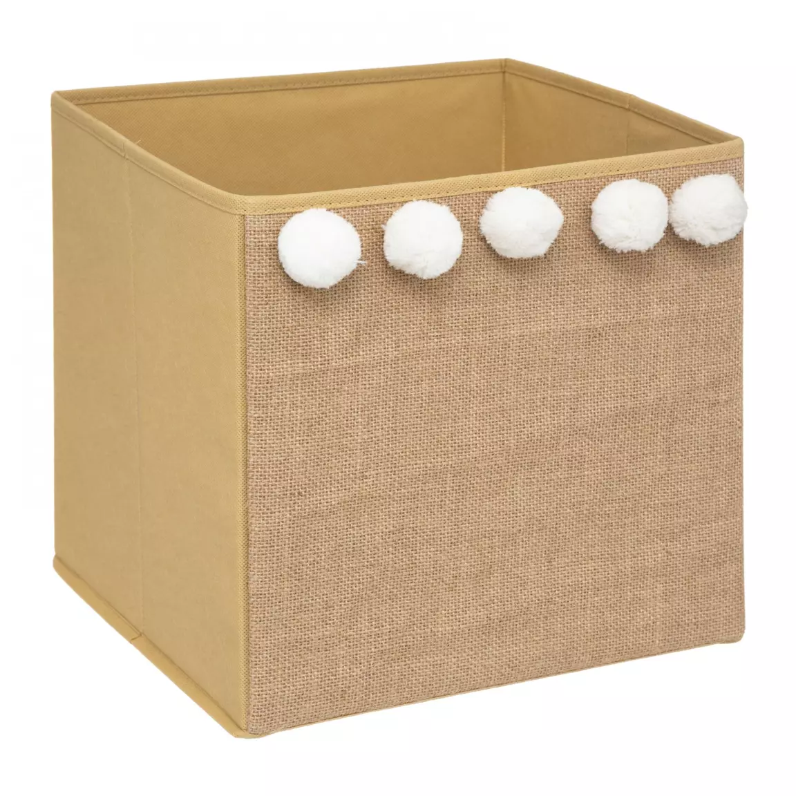 Panier de rangement enfant jute (29 x 29 cm) 5 Pompons Marron