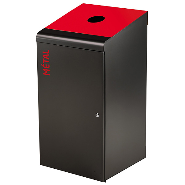 ROSSIGNOL Borne de tri selectif - 120 L - tripoz - tri metal - gris manganese / rouge signalisation