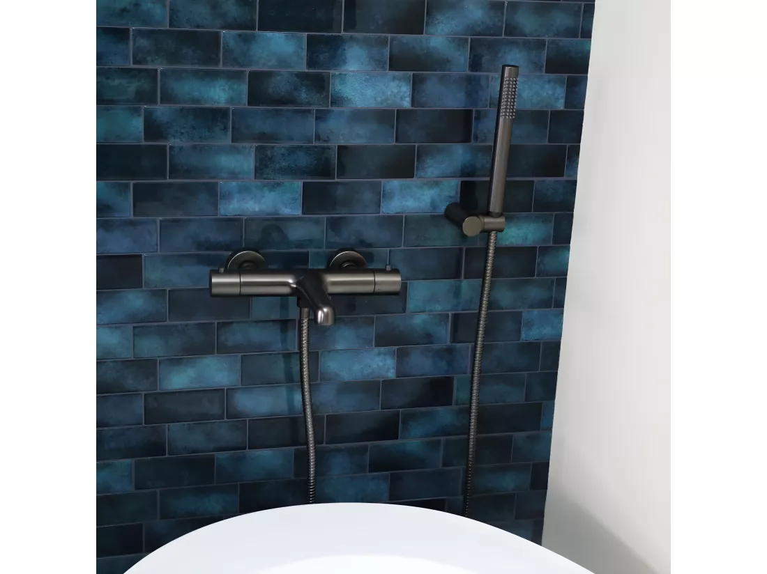 Luisa combiné support de douche 3 pièces gris gun métal - Essebagno