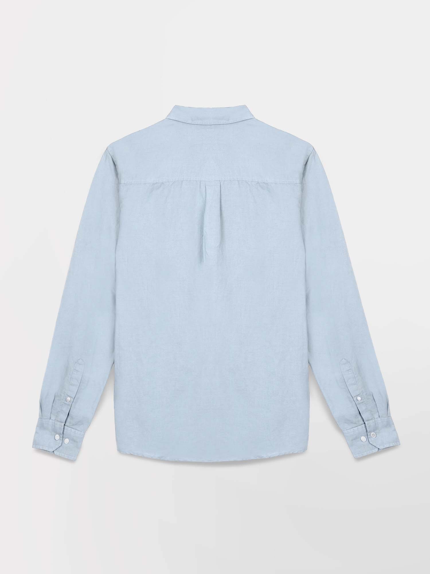 Chemise Homme Manches Longues Lin\/Coton Bleu Clair