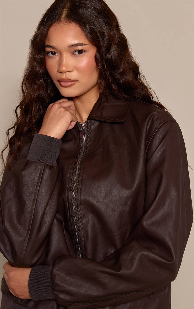 Dark Chocolate Veste Bomber En Synthétiquecuir