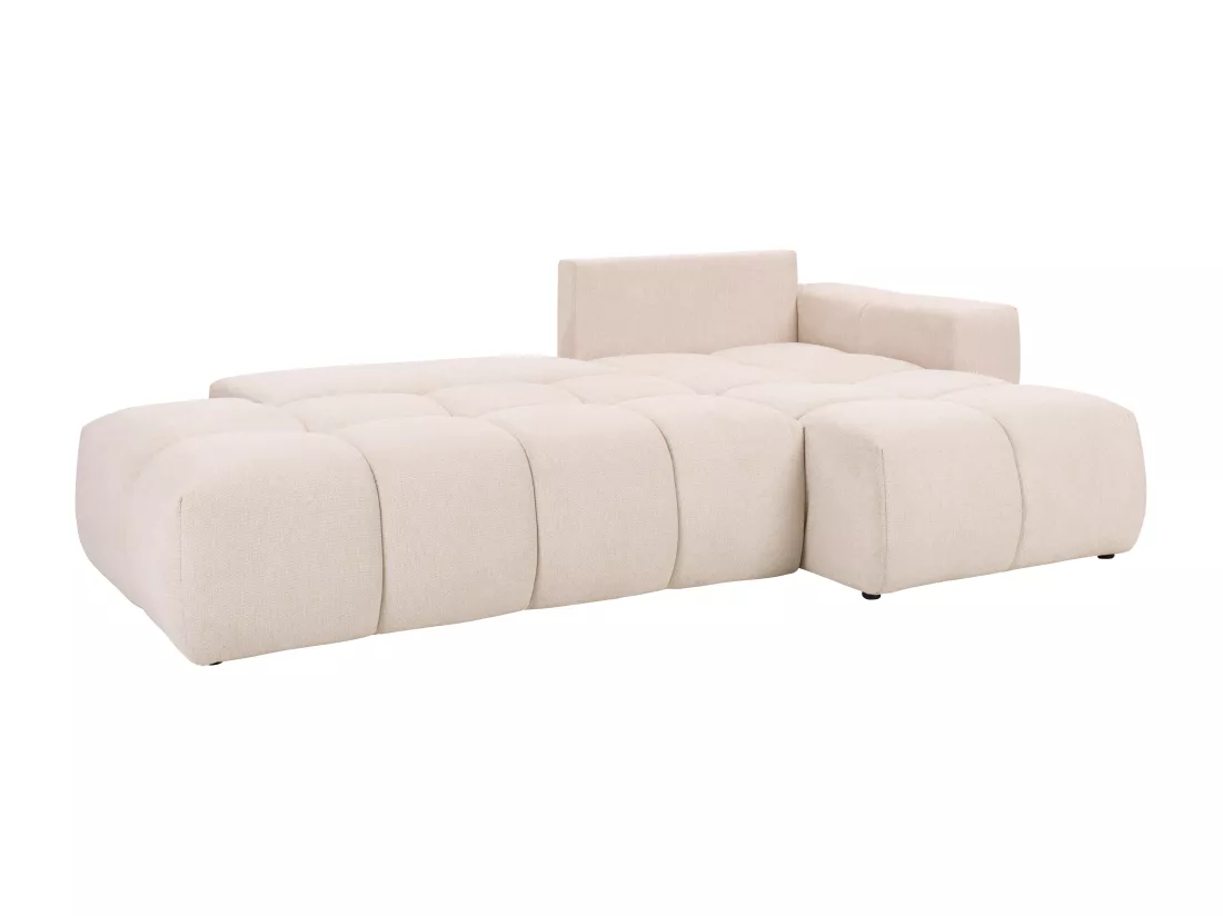 Canapé d'angle droit convertible en tissu texturé beige TRIMALDI