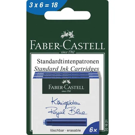 Faber-Castell Tintenpatronen blau, 3 x 6 Stück