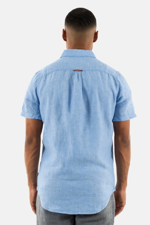 Chemise manches courtes superdry studios casual linen fzy light blue chambray