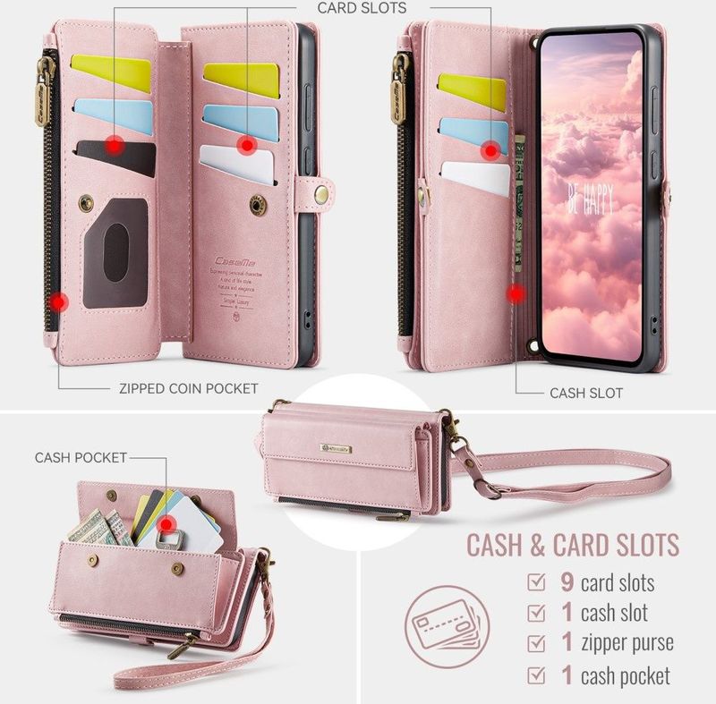 CaseMe - Samsung Galaxy S25 - Portemonnee Hoesje - Lichtroze