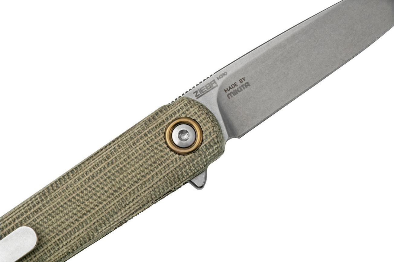MKM Flame Light FL01L-GC drop blade, green micarta, zakmes