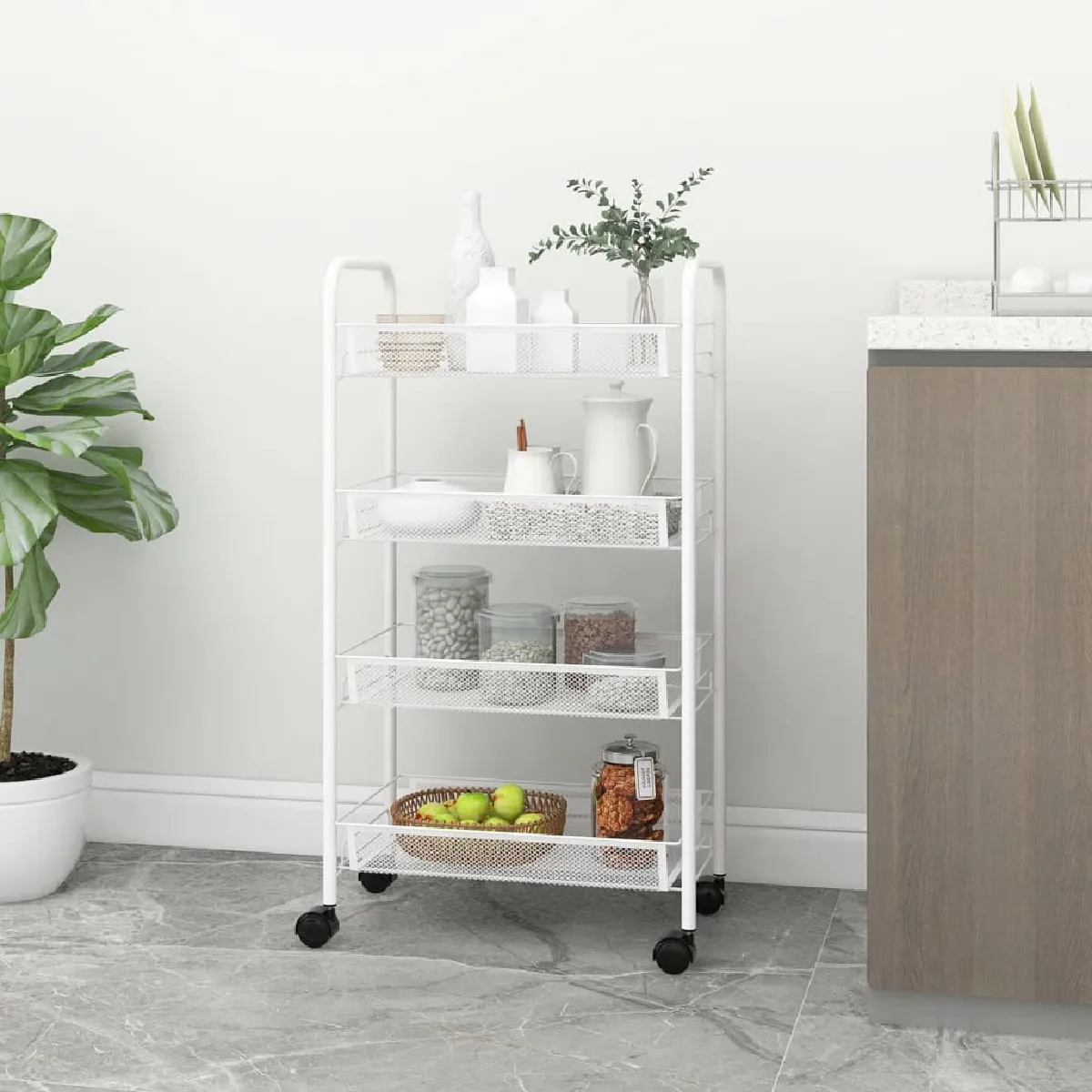 vidaXL Chariot de cuisine - Blanc