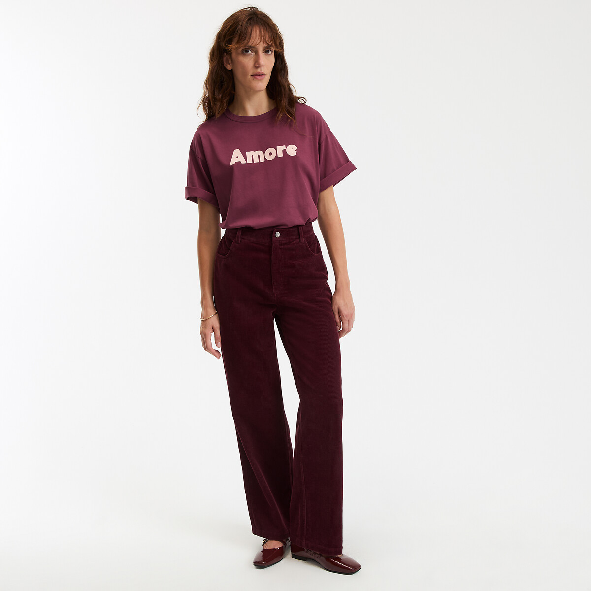 COLEÇÃO LA REDOUTE<br>Camiseta com estampa, gola redonda e mangas curtas