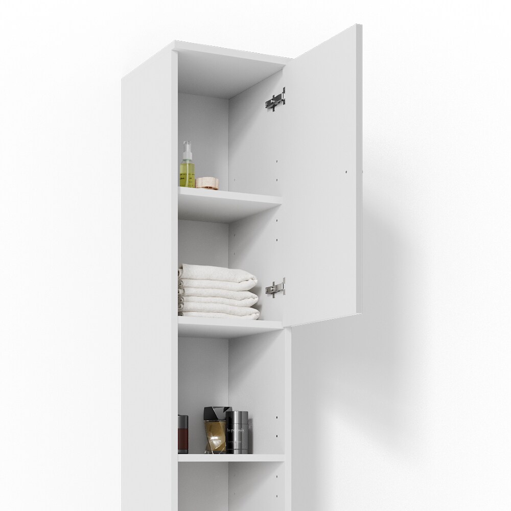 VICCO Badschrank Fynn 190 x 30 cm Weiß Hochglanz - Badezimmerschrank Hochschrank Schrank Badregal