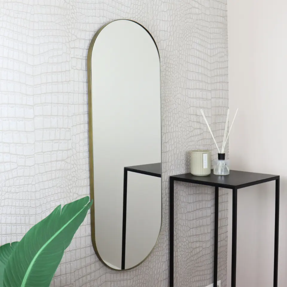 MISOU Spiegel Passpiegel Goud Ovaal Hangend 112x40cm Glas Spiegels