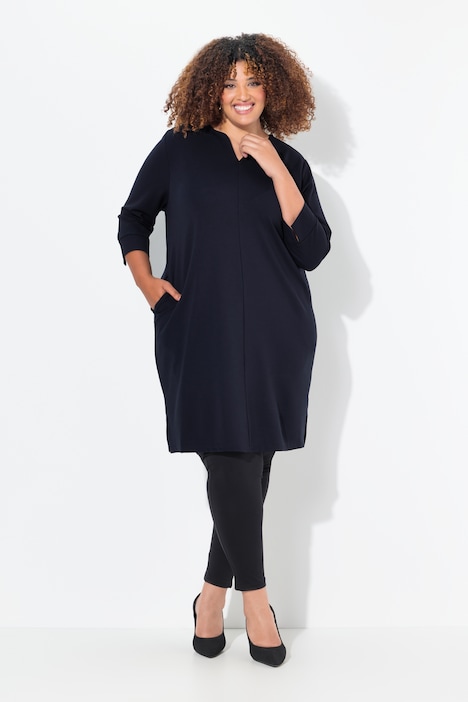 Punto-Sweatkleid, Stehkragen, 3/4-Arm, Taschen