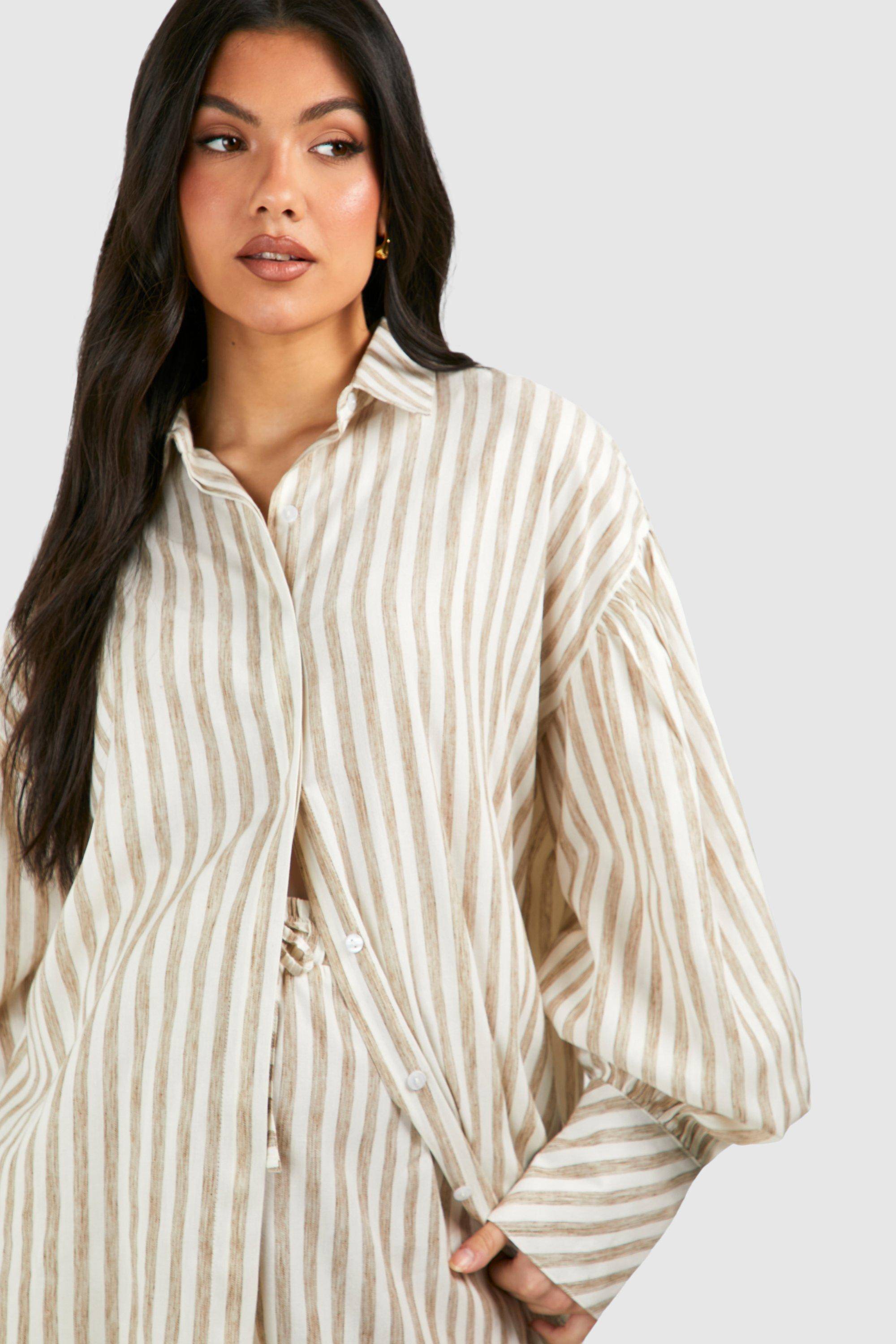 boohoo Chemise de maternité oversize à rayures effet lin